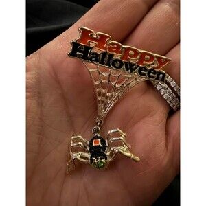 Danecraft Happy Halloween Spider Web Brooch